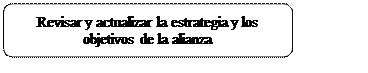 Rectangle: Rounded Corners: Revisar y actualizar la estrategia y los objetivos de la alianza